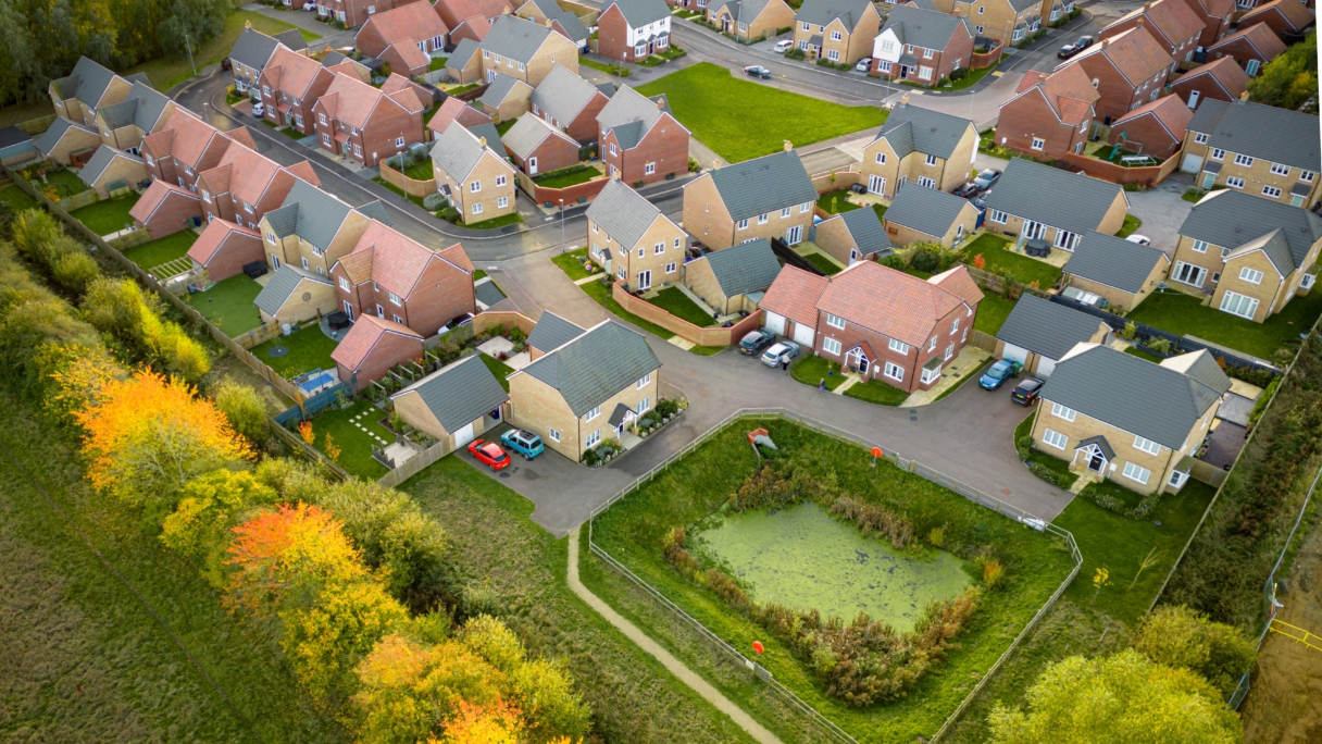 Birds eye view of houses