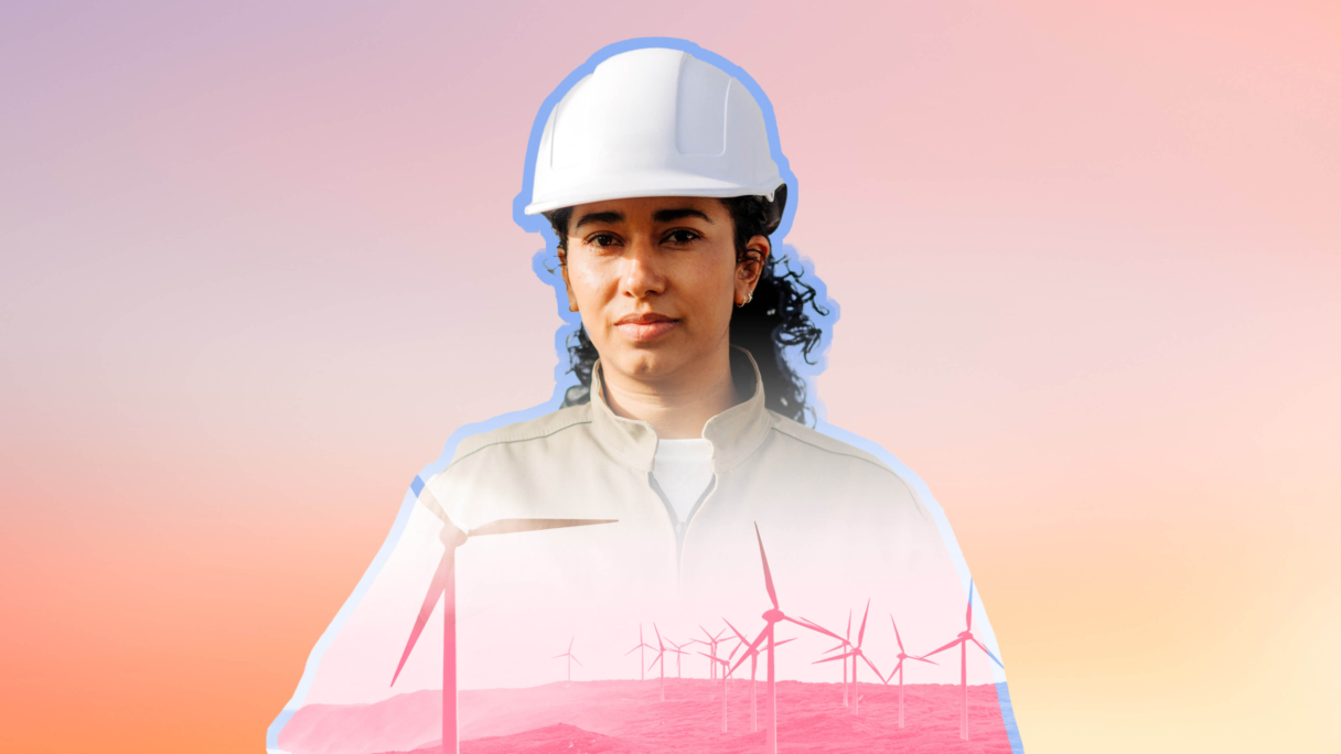 Lady smiling wearing a hard hat